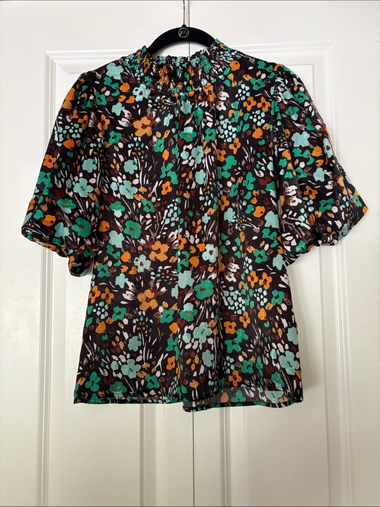 THML Tops - THML Floral Smocked Neck Puff Sleeve Top